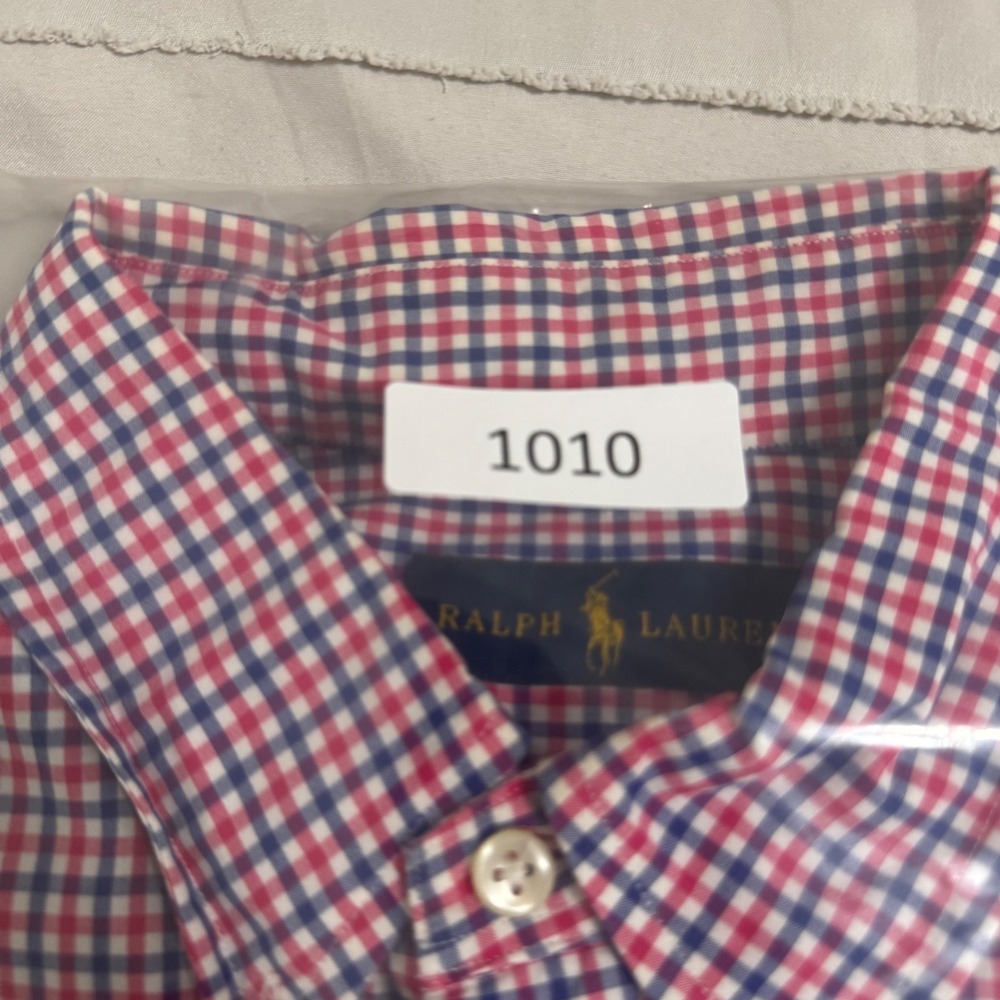 Ralph Lauren Button Down Shirt Mens L Red Blue Gingham Excellent Long Sleeve - Picture 7 of 7